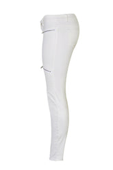 Pantalones de cuero de calle de color liso con cremallera